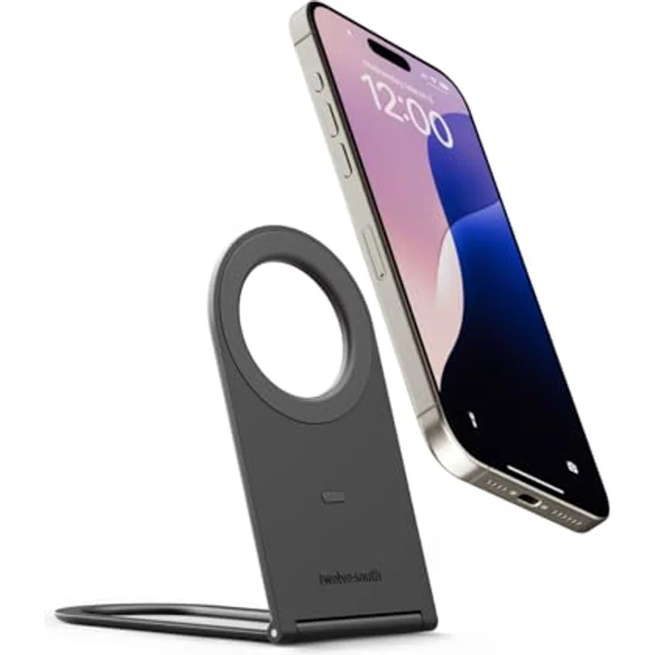 TwelveSouth Curve Nano, faltbare Smartphone Halterung mit Magnet und verstellbarem Scharnier, Grau – Bild 1