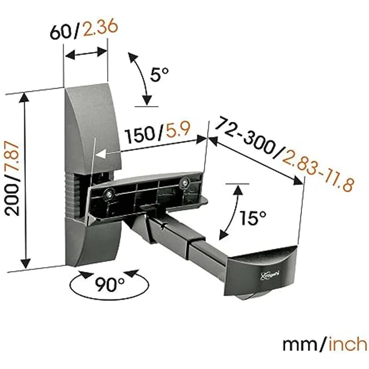 Vogel's VLB 200 Lautsprecher-Wandhalterung, schwenkbar, max. 20 kg, 2 Halterungen, schwarz – Bild 5