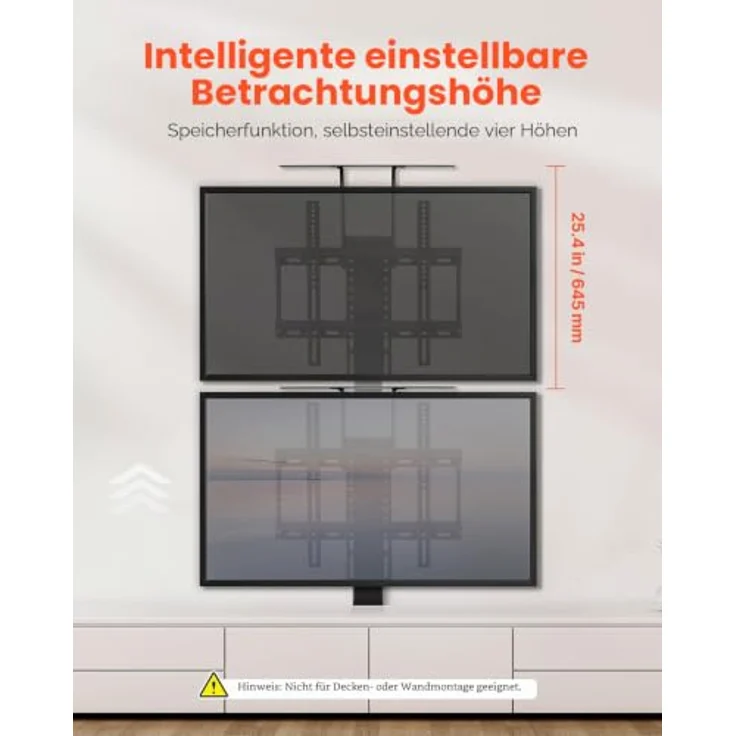 VEVOR Motorisierter TV-Liftständer, verstellbare Halterung für 32-55 Zoll Fernseher, 60 kg Traglast, elektrische Höhenverstellung mit Fernbedienung, pulverbeschichteter Stahl – Bild 2