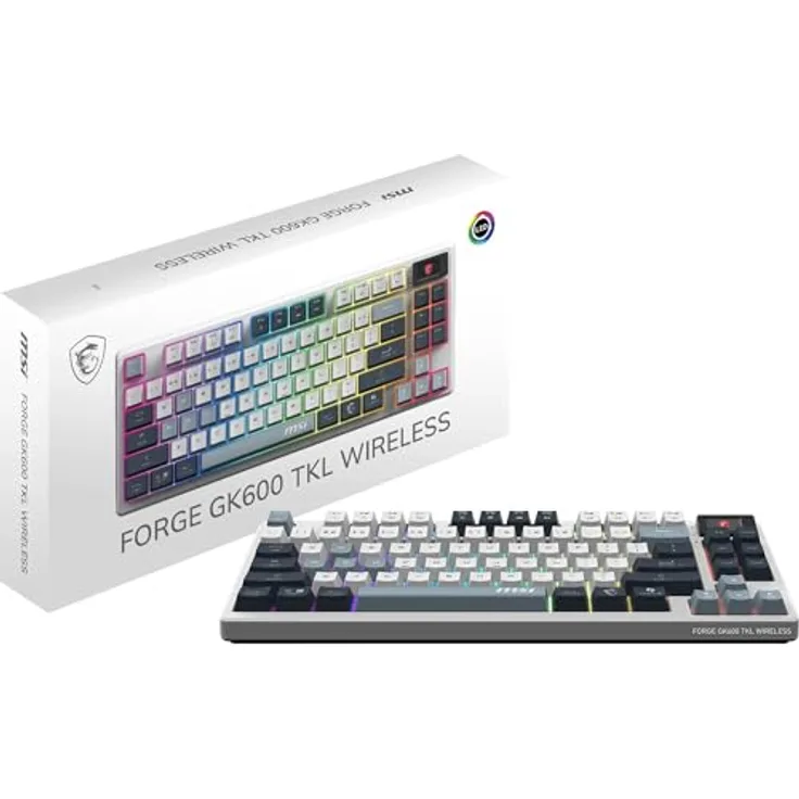MSI PER KEY FORGE GK600 TKL W SKY US, Mechanische Gaming-Tastatur im QWERTY-Layout, Tenkeyless, Schwarz