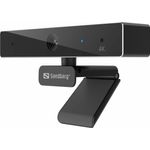 Sandberg USB-C/A Webcam Pro Remote 4K (8 Mpx), professionelle Webcam mit automatischem Fokus, Lichtkorrektur und Fernbedienung, Schwarz