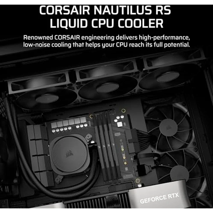 CORSAIR Nautilus 360 RS CPU-Flüssigkeitskühler - Geräuscharme All-in-One-Kühlung, 360mm AIO, Intel LGA 1851/1700, AMD AM5/AM4, 3X RS120-Ventilatoren - Schwarz – Bild 2