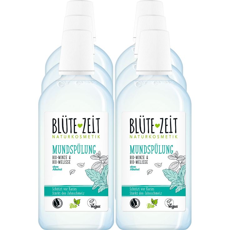 BLÜTE-ZEIT Mundspülung Bio Minze 500 ml, 6er Pack