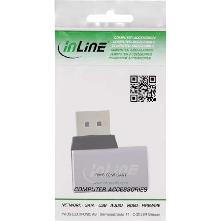 InLine DisplayPort 1.4 Adapter 90° rechts gewinkelt, DP Stecker zu Buchse, 8K-kompatibel, mit vergoldeten Kontakten, kompakt, Modell 17291D – Bild 3
