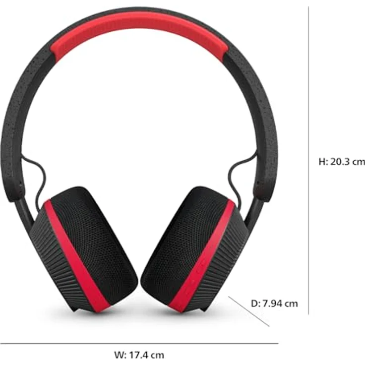 PHILIPS TAA6219BK 6000 Serie Over-Ear Solarbetriebene Selbstladende Sport-Bluetooth-Kopfhörer, 80 Stunden Akkureserve, Ideal für Workouts, Laufen und andere Sportarten - Schwarz und Rot – Bild 4
