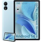 OSCAL Pad80Wifi Tablet inkl. Schutzhülle (256 GB, FHD+Display, Android 14, 8200mAh Akku, Gemini AI, 13MP Kamera) - Blau