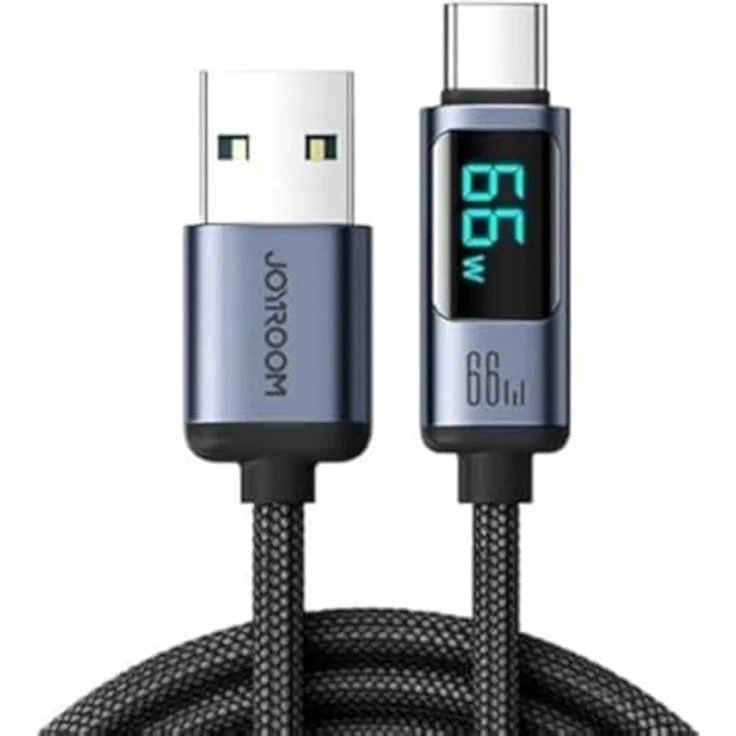 Joyroom Prism Series A16, USB-C/USB-A Kabel mit 66W Schnellladung und LED-Anzeige, 1,2m, Schwarz – Bild 2
