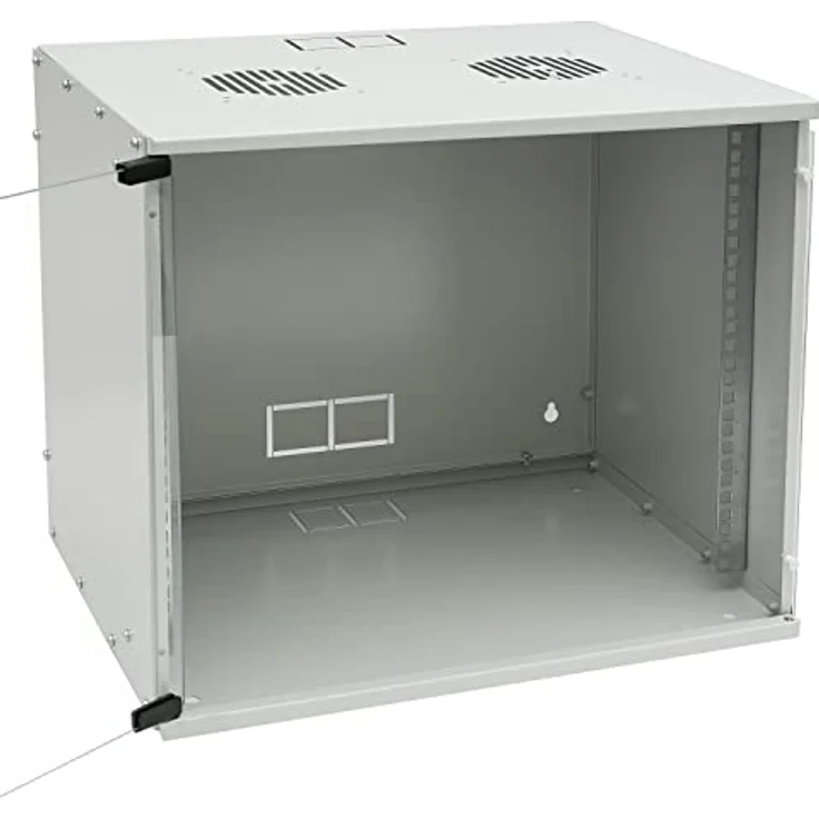 HMF 65709-07 Netzwerkschrank, Serverschrank 19 Zoll | 9 HE | 400 mm Tiefe | Glastür | Lichtgrau – Bild 4