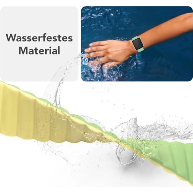 NALIA Core Magnet Armband für Apple Watch SE & iWatch Series 10-1, 38/40/41/42mm, Atmungsaktives Silikon Loop, Sportarmband mit Rillen Design, Farbe: Zitronenwald – Bild 5