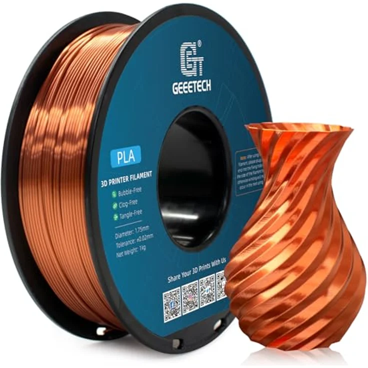 GEEETECH PLA Filament 1.75mm Silk Copper, 1kg Spule mit seidig glänzender Druckoberfläche, Maßgenauigkeit +/-0.02 mm – Bild 5