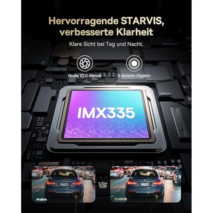 Baseus VD1 Pro Dashcam, kabellose 4K+1080P Dashcam für Auto vorne und hinten, Solar-Dashcam mit 24h Parküberwachung, STARVIS Nachtsicht, 5GHz WLAN, GPS, 170° Weitwinkel und 32GB Karte – Bild 5