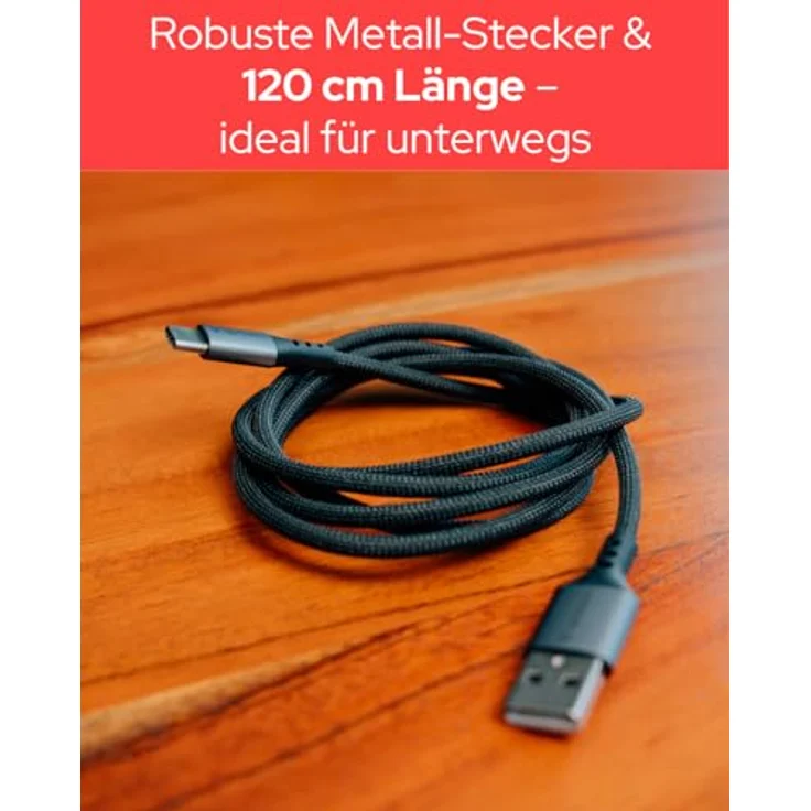 Verbatim 31843 USB 2.0 Kabel, 1,2 m, USB A auf USB C, Schnellladung bis zu 18 W, schwarz – Bild 5
