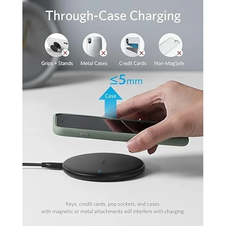 Anker Wireless Charger PowerWave Ladepad, Kabelloses 7.5W Ladegerät für iPhone 11/XR/XS/X/8, 10W für Samsung Galaxy S20/S10/S9/S9+/S8 (Netzteil Nicht inklusive, 120cm Kabel inklusive) – Bild 6