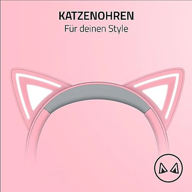 Razer Kraken Kitty V2 - Kabelgebundenes RGB-Headset mit Katzenohren (Reaktive Streaming-Beleuchtung, Razer HyperClear Mikro, TriForce 40-mm-Treiber, 7.1 Surround Sound) Quartz – Bild 2