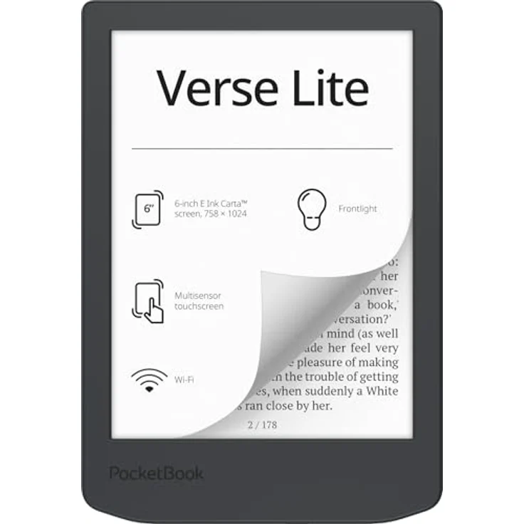 POCKETBOOK Verse Lite, 8 GB eReader mit 15,24 cm E Ink Carta Display und integrierter Beleuchtung, Midnight Grey – Bild 2