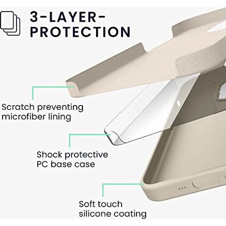 kwmobile Handyhülle für iPhone 14 Pro, Silikon Schutzhülle in Creme, kabelloses Laden, anti-rutsch, strapazierfähig – Bild 4