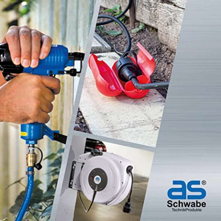 as - Schwabe Gummi-Verlängerungsleitung – 15 m Kabel mit Schutzkontaktwickelstecker, Schutzkontaktkupplung inkl. Schutzkappe ''– 230 V - 16 A Verlängerungskabel – IP44 – Schwarz I 60315 – Bild 4