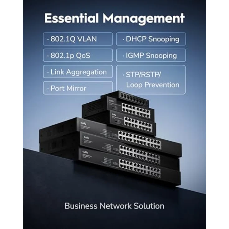 Cudy GS1024E 24-Port Light Smart Managed Gigabit Switch, Plug & Play, robustes Metallgehäuse, geschirmte Ports, QoS, VLAN, Rackmontage – Bild 2