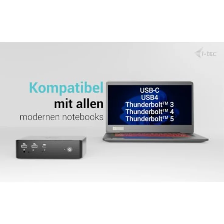 i-tec Thunderbolt 5 Quattro Display Docking Station, 2x Thunderbolt 5, 2x HDMI 2.0, 5x USB, 2.5G LAN, 140 W Stromversorgung, Schwarz – Bild 4