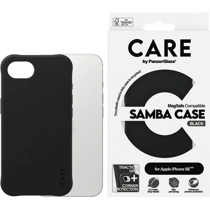 CARE by PanzerGlass Handyhülle Fashionable Case Samba, MagSafe-kompatible Schutzhülle aus 100 % recyceltem TPU, stoßfest, stylisches Design