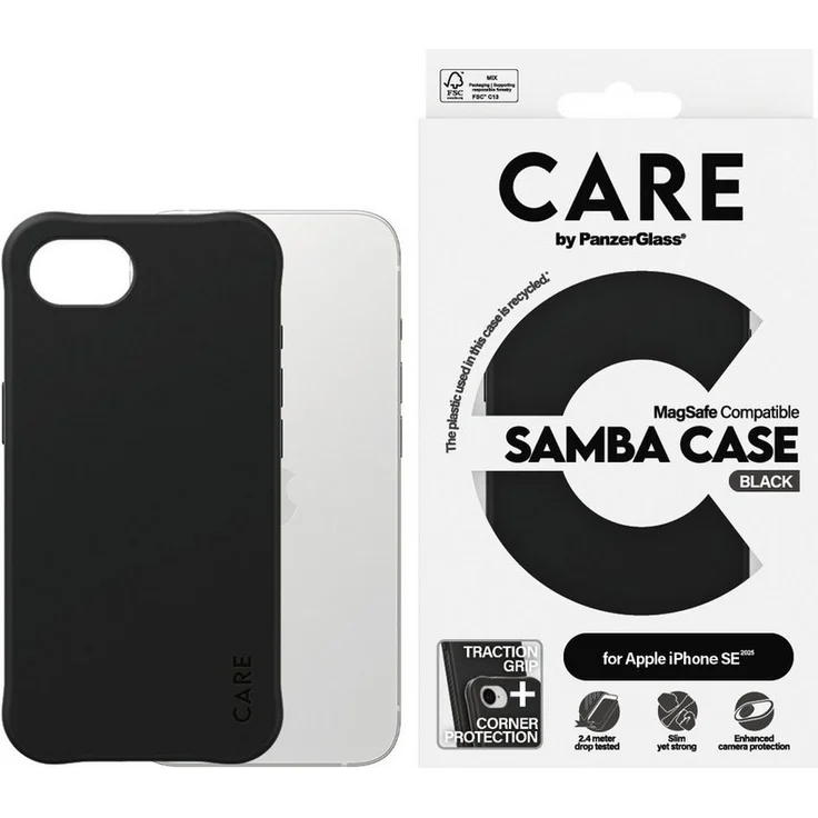 CARE by PanzerGlass Handyhülle Fashionable Case Samba, MagSafe-kompatible Schutzhülle aus 100 % recyceltem TPU, stoßfest, stylisches Design