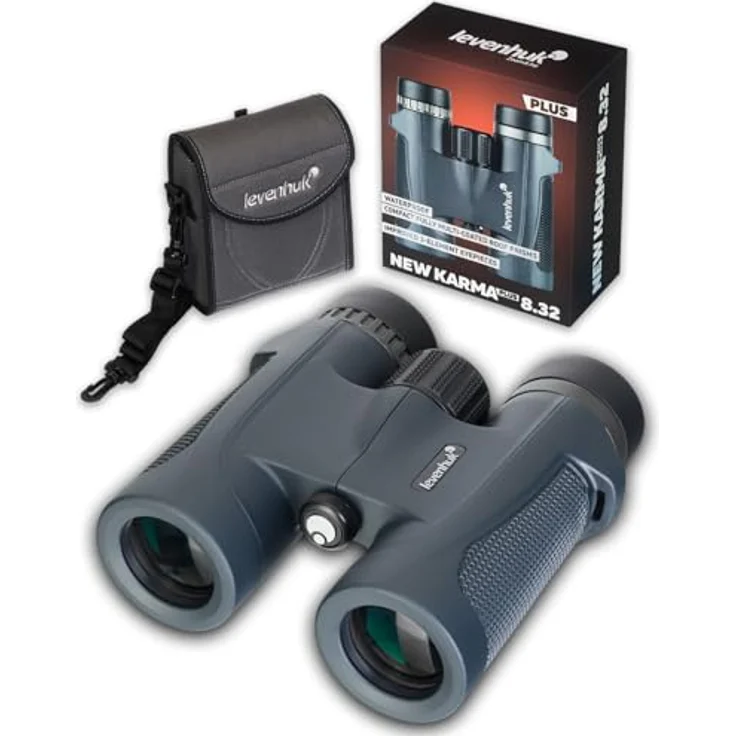 Levenhuk New Karma PLUS 8x32 Fernglas, wasserdicht und schockfest mit BaK4-Optik, schwarz – Bild 1