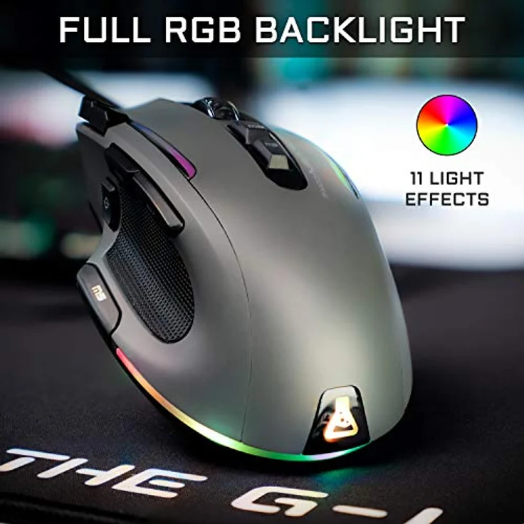 THE G-LAB Kult NITROGEN CORE Hochleistungs-Kabel-Gaming-Maus - Avago 10.000 DPI-Optischsensor, RGB, Anpassbares Gewicht, 11 Extrem Programmierbare Tasten, Ultraleicht – Kompatibel mit PC/PS5/Xbox One – Bild 3