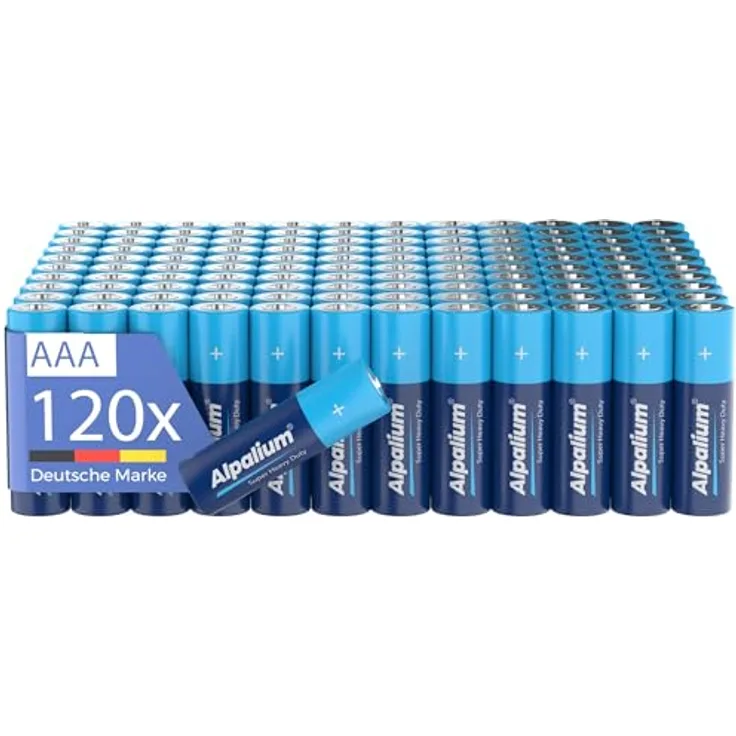 Alpalium AAA R03 Micro Batterien, Zink-Kohle, 120er Pack, cadmium- & quecksilberfrei, lange Lagerfähigkeit