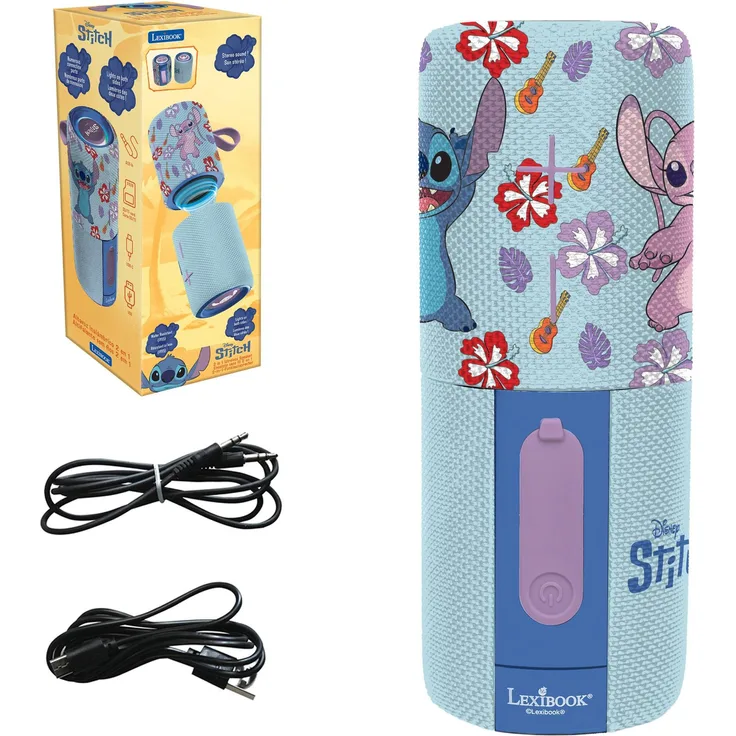 Lexibook Disney Stitch, 2-in-1 Bluetooth-Lautsprecher, tragbar, trennbar in zwei Mini-Lautsprecher, Blau
