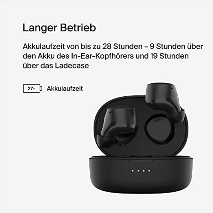 Belkin SoundForm Bolt True Wireless In-Ear-Kopfhörer, kabelloser Kopfhörer mit Mikrofon, Akkulaufzeit bis zu 28 Std., Monomodus, Schweiß- und Spritzwasserschutz der Schutzart IPX4, für iPhone, Galaxy – Bild 2