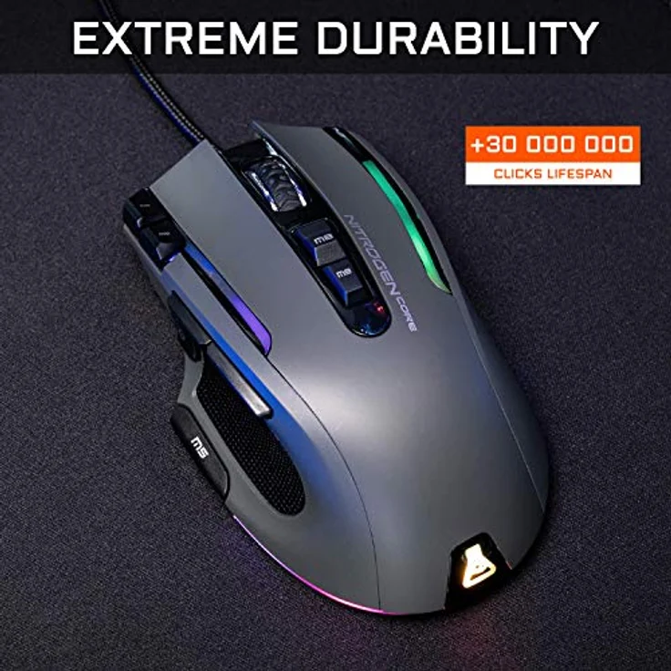 THE G-LAB Kult NITROGEN CORE Hochleistungs-Kabel-Gaming-Maus - Avago 10.000 DPI-Optischsensor, RGB, Anpassbares Gewicht, 11 Extrem Programmierbare Tasten, Ultraleicht – Kompatibel mit PC/PS5/Xbox One – Bild 5