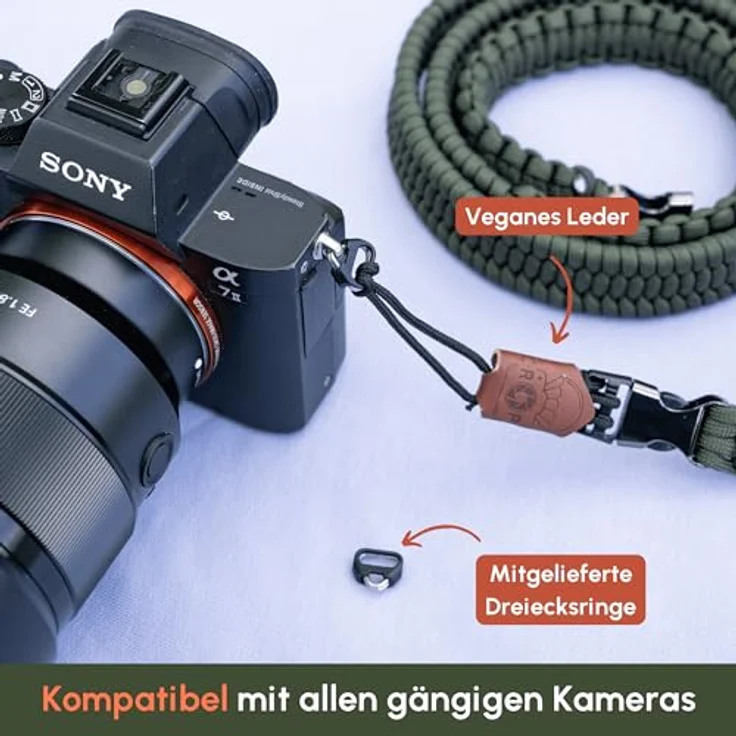 C-Rope Kameragurt THE TRAVELER aus Paracord, Schultergurt mit Schnellverschluss, 140cm, Oliv – Bild 5