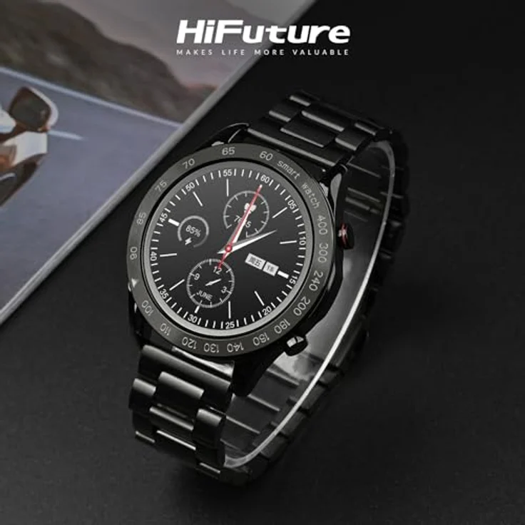 HiFuture FutureGo Pro black (Edelstahl), Sportuhr + Smartwatch mit 1,32-Zoll-FHD-Bildschirm und 24 integrierten Sportarten – Bild 2