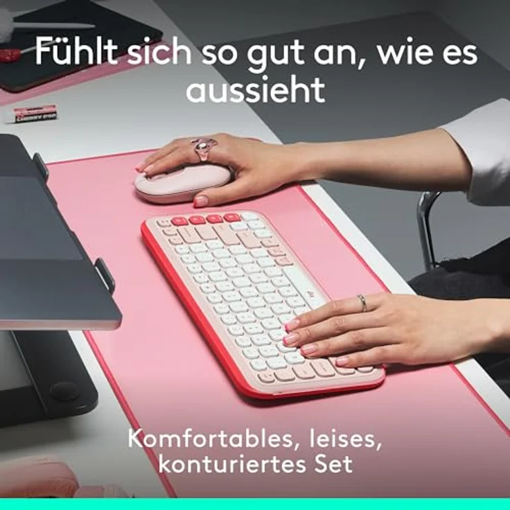 Logitech POP ICON COMBO, Bluetooth-Tastatur-Maus-Set, programmierbare Tasten, leise Klicks, Easy-Switch für bis zu 3 Geräte, Deutsches QWERTZ-Layout - Rosa – Bild 3
