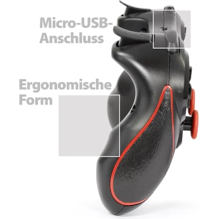 Eaxus X3 Wireless Controller, Bluetooth 5.0 Gamepad für PS3, Android, PC & Amazon Fire, Schwarz mit roten Highlights, 20 Stunden Akkulaufzeit – Bild 7