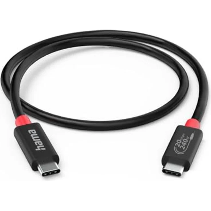HAMA USB4 Transfer-Kabel, Schwarz, 2m, 20 Gbit/s, 8K Ultra-HD, E-Marker, hoher Knickschutz – Bild 2
