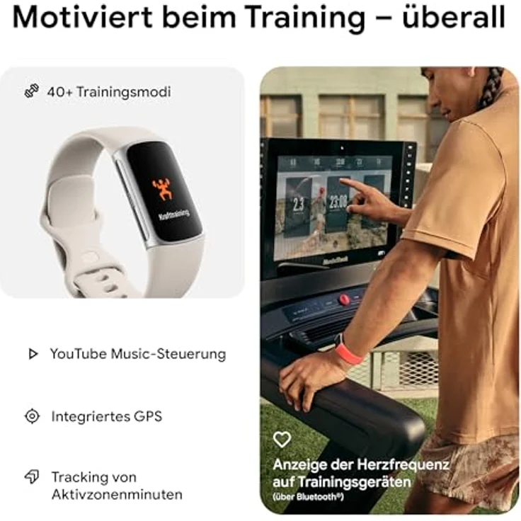 Fitbit by Google Charge 6 Aktivitätstracker enthält ein 6 monatige Premium Mitgliedschaft, 7 Tage Akkulaufzeit, Google Wallet und Google Maps - Porcelain / Aluminium Silber – Bild 3