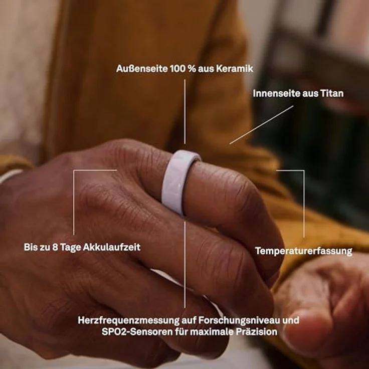 Oura Ring 4 Ceramic (Größe 13, Midnight), Smart Ring mit über 40 biometrischen Werten und 5–8 Tagen Akkulaufzeit, blau – Bild 9