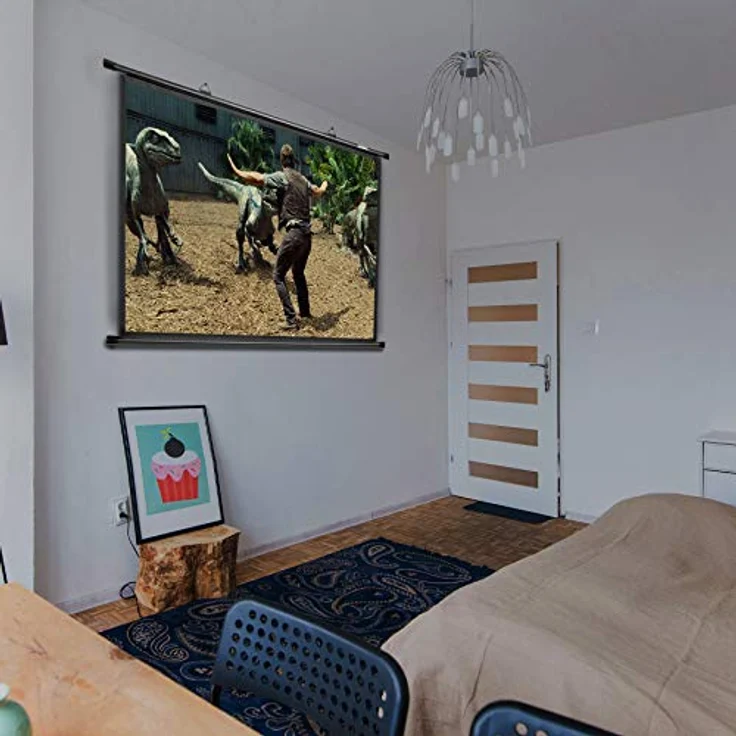 Duronic BPS40 Leinwand | 4:3 Hängeleinwand 40" Zoll 81 x 61 cm | Heimkino mit 4K Full HD 3D | Gain 1.0 | Projektionsleinwand für Wandmontage | Beamerleinwand für Büro Präsentationen, Schulen – Bild 5