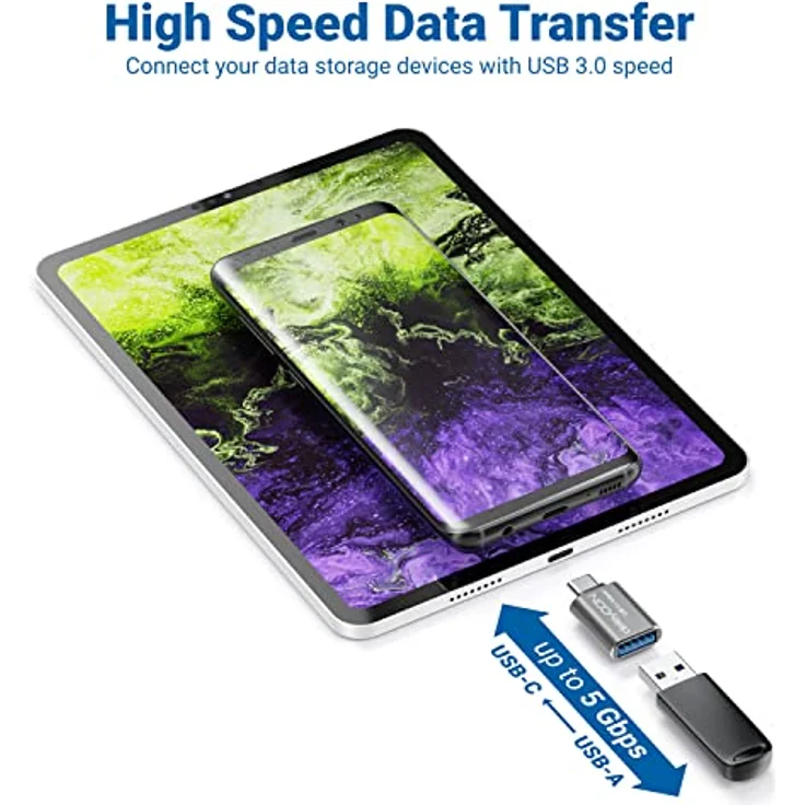 deleyCON USB C auf USB Adapter, 2 Stück, USB 3.1 mit 5 Gbit/s OTG, Silber – Bild 3