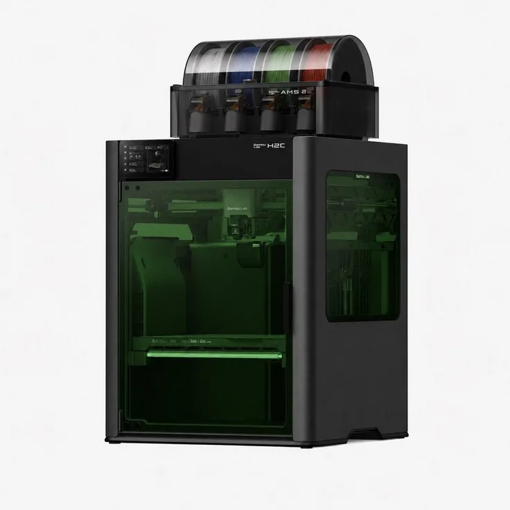 Bambu Lab H2C Laser Full Combo 3D-Drucker mit AMS 2 Pro, 10 W Lasermodul, Dual-Nozzle-System, grau