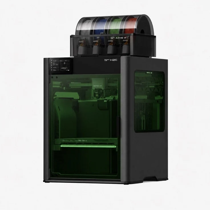Bambu Lab H2C Laser Full Combo 3D-Drucker mit AMS 2 Pro, 10 W Lasermodul, Dual-Nozzle-System, grau