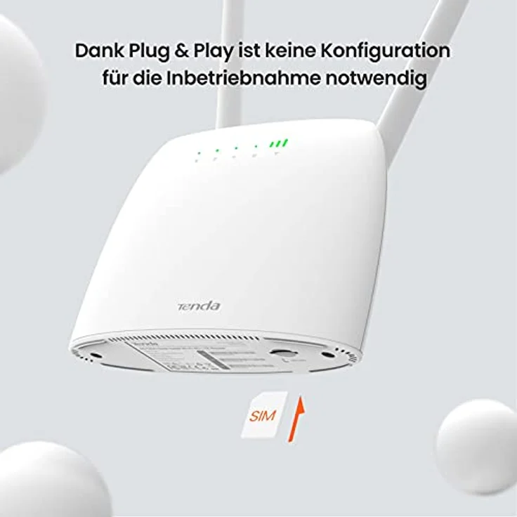 Tenda 4G07 4G LTE WLAN Router für SIM-Karten (CAT4, AC1200 Dualband 2,4GHz: 300Mbit/s + 5GHz: 867Mbit/s, 150 Mbit/s im Download) Plug & Play, LAN/WAN-Port, 2 Abnehmbare Antennen, MU-MIMO, Weiß – Bild 5