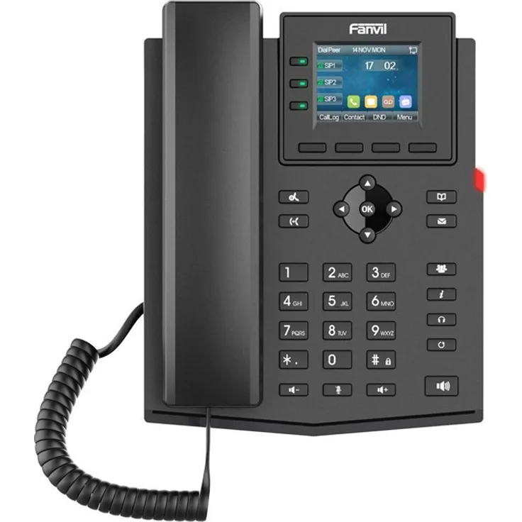 Fanvil X303G DECT-Telefon, VoIP mit 4 Leitungen, Rufnummernanzeige und Anklopffunktion, schwarz