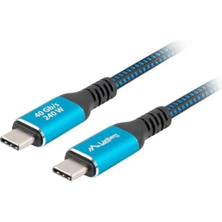 LANBERG USB-C M/M USB4 Kabel 0,5m, 240W, 8K@60Hz, schwarz/blau