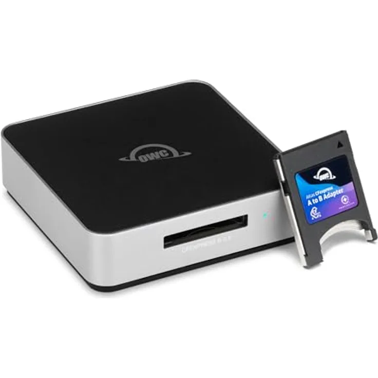 OWC Atlas USB 4 Speicherkartenlesegerät für CFexpress Typ B, bis zu 5000 MB/s, Silber
