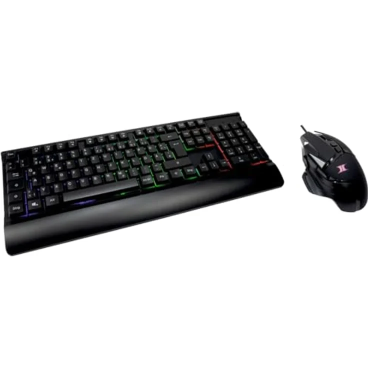 Inter-Tech Tastatur- und Mausset AC KC-3000, Beleuchtete Tastatur, Ergonomisch geformte Maus - Preisvergleich – Bild 1