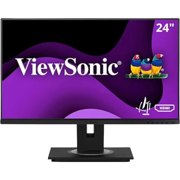ViewSonic VG2448A-2, 24" Full HD IPS Monitor mit ergonomischen Funktionen, Flicker-Free-Technologie und integrierten Lautsprechern