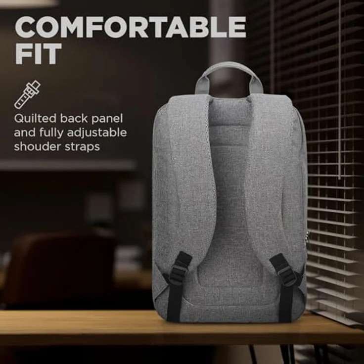 Lenovo 15.6" Casual Notebook-Rucksack B210, grau, strapazierfähiger und wasserabweisender Stoff, leicht zugängliche Fächer – Bild 4