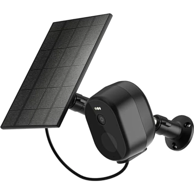 Woox Überwachungskamera Aussen Solar 2,5K 4MP, kabellos mit Akku, PIR-Bewegungserkennung, IP65, 2-Wege-Audio, Schwarz – Bild 1